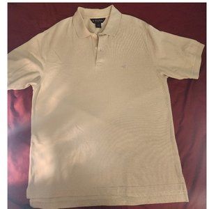 Brooks Brothers Performance Knit Polo Shirt Mens Large Beige Casual Short Sleeve